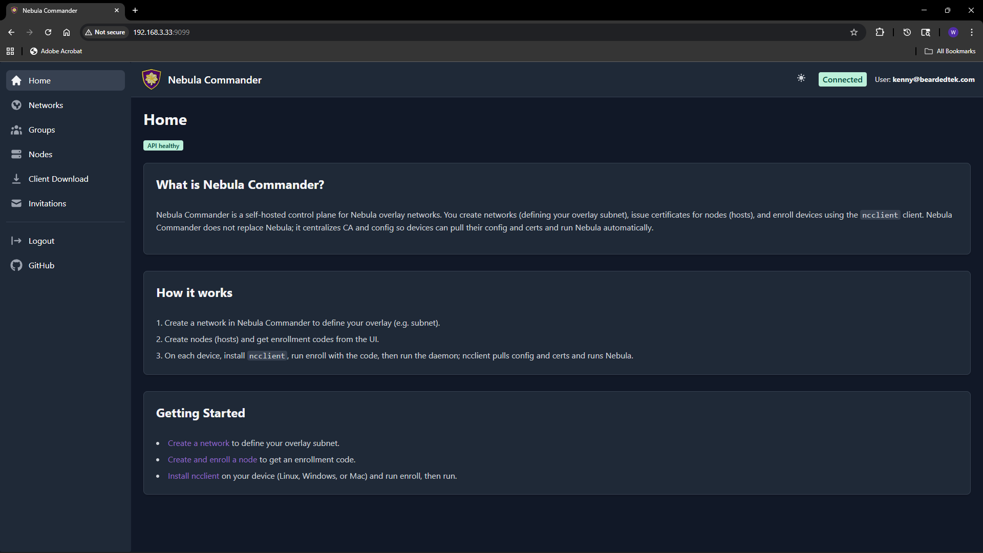 Nebula Commander Web UI home