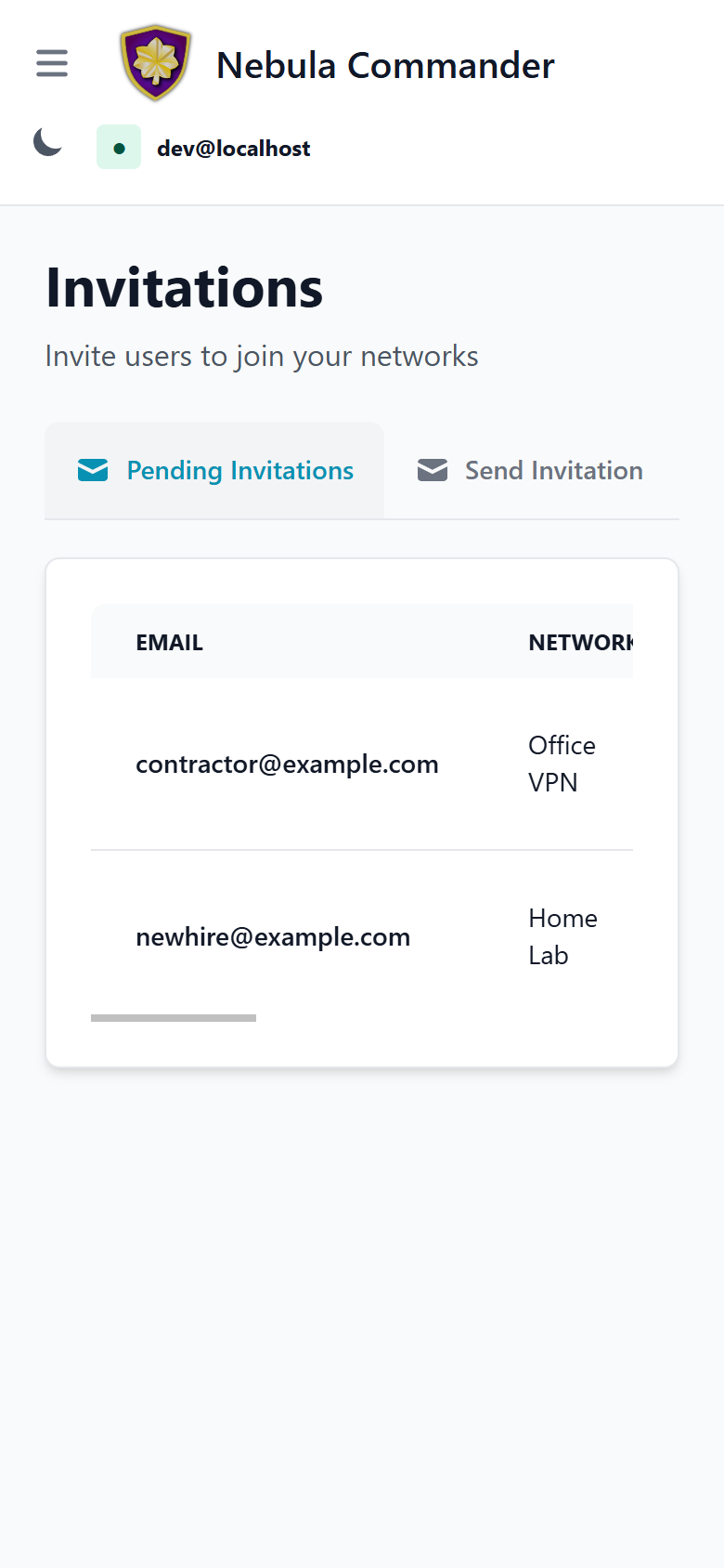 Invitations on mobile